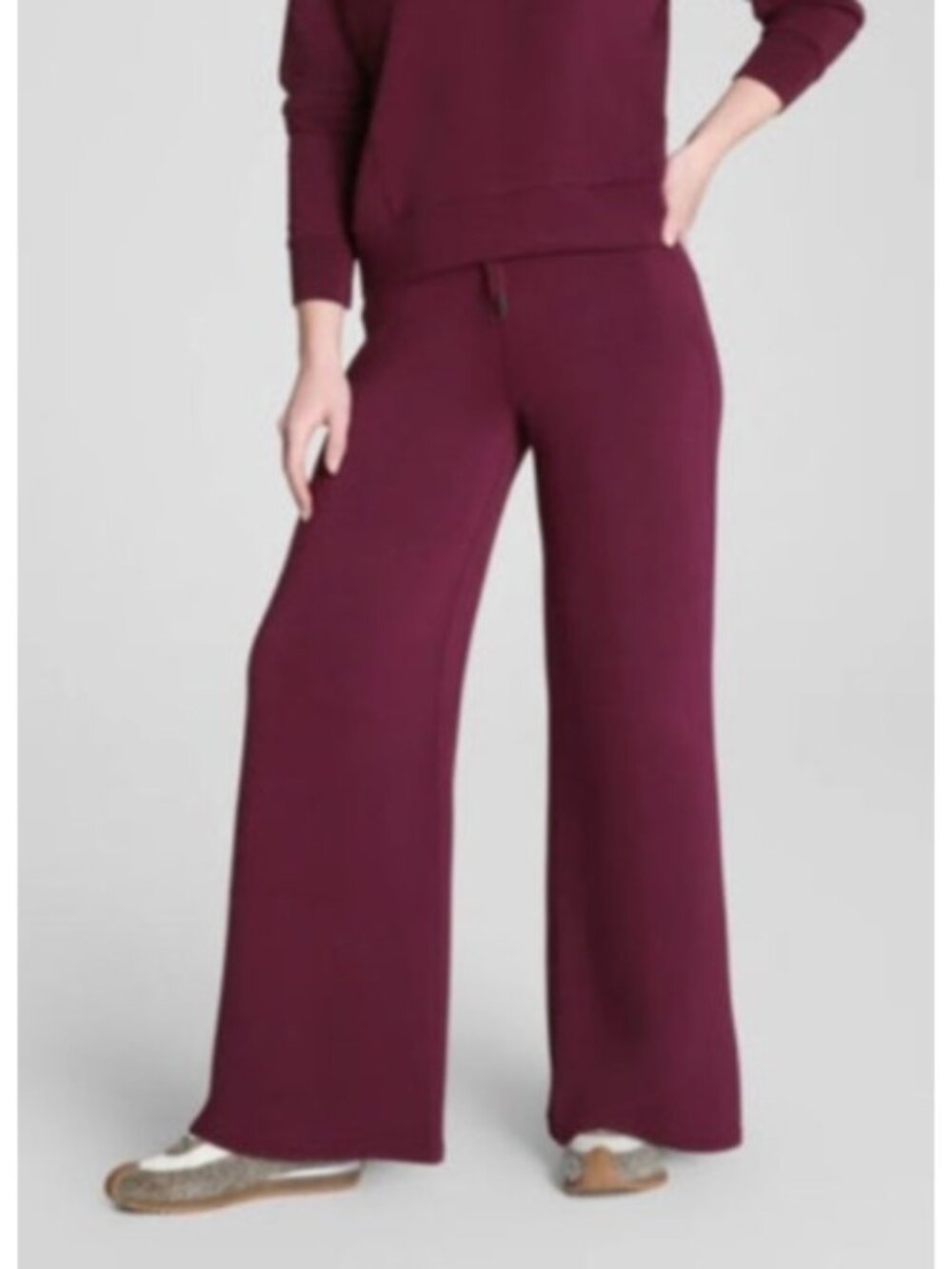 NEW Spanx Air Essentials Wide Leg Pull-On Plum Berry Pants Large Casual